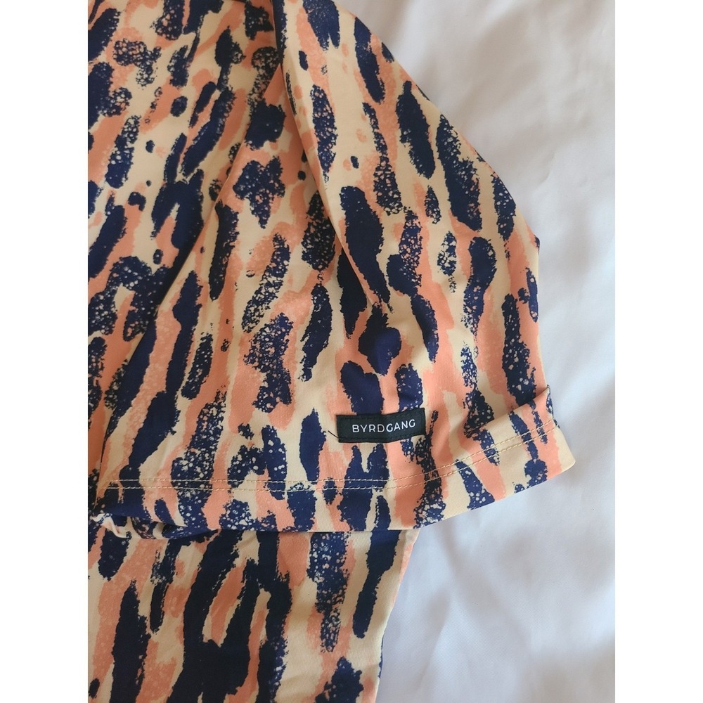 BYRDGANG Mens XXL Leopard Print Short Sleeve Golf Polo Shirt Colorful Collar - Picture 6 of 16